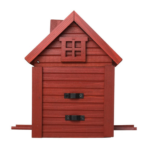 Talomallinen ruokinta ja linnunpönttö, kokopunainen, WG1125 - lentoaukko 32mm